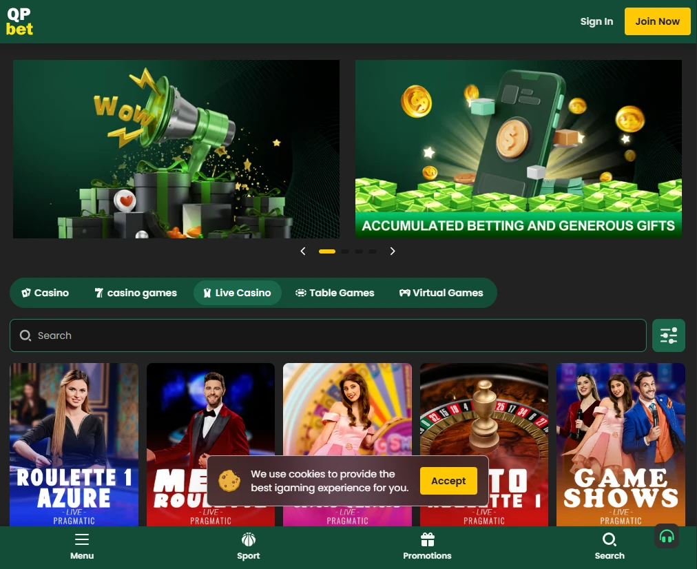 Mobile Version von Qpbet