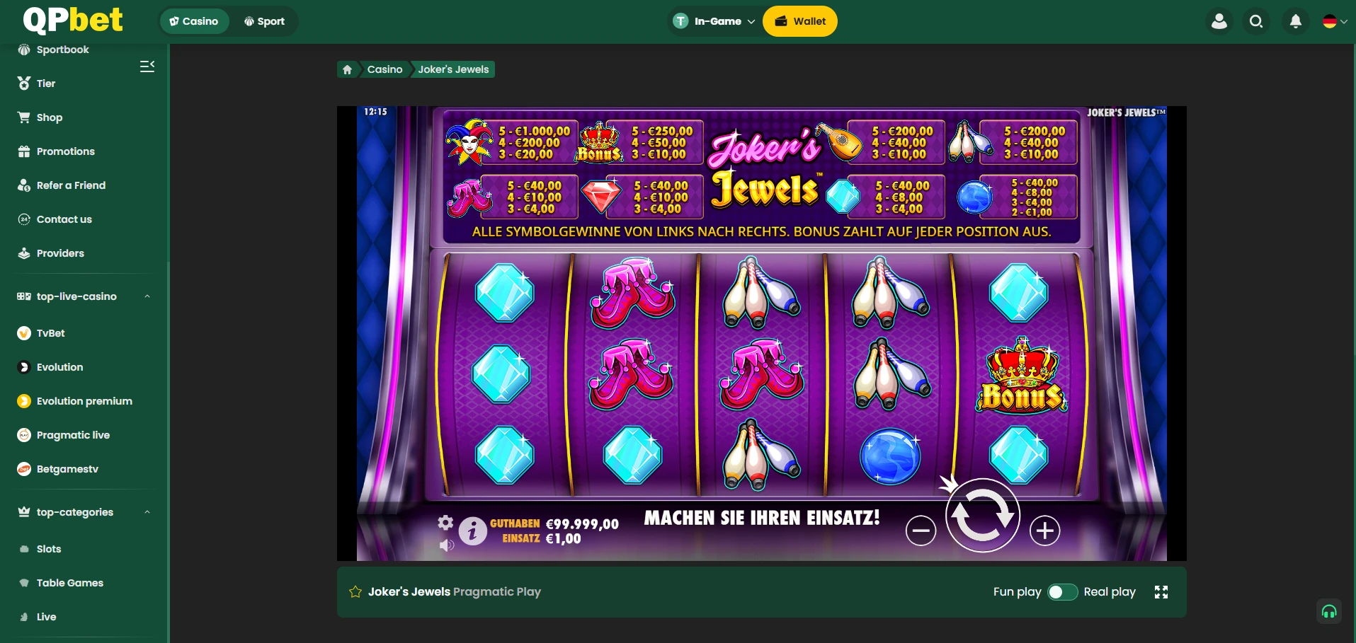 Pruebe la demo antes de jugar con dinero real en el casino Qpbet